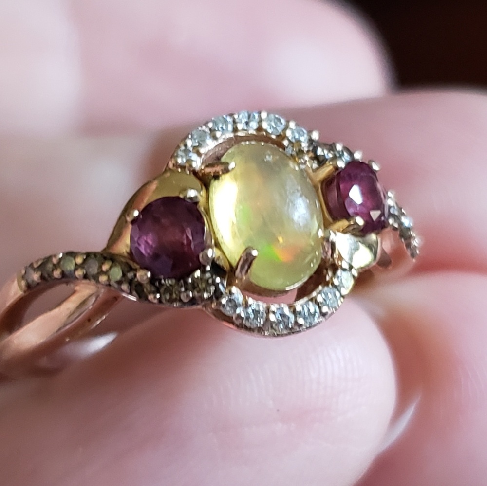 SOLD 14k Rose Gold LeVian, Ruby & Diamond Ring